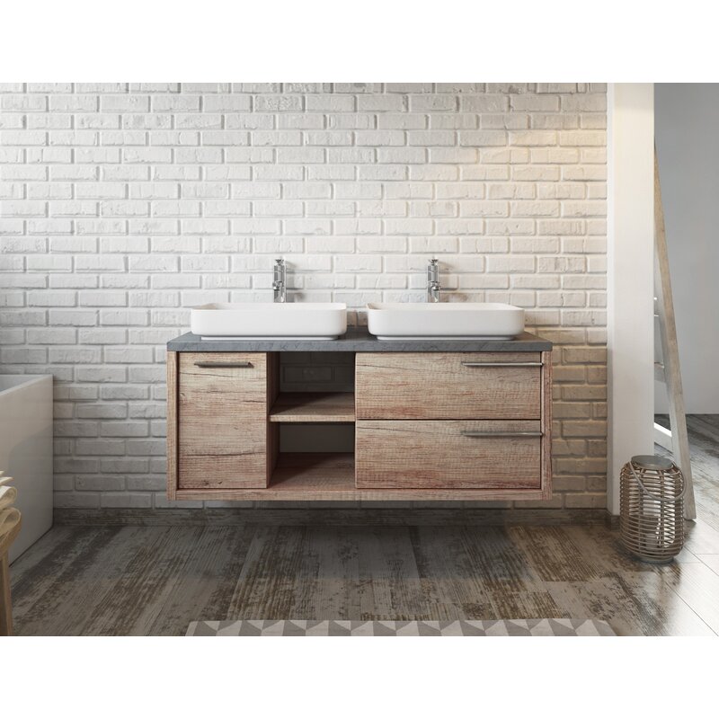 Bathroom Wall Hung Vanity Units - Lusso Stone Edge Slim Drawer Wall ...